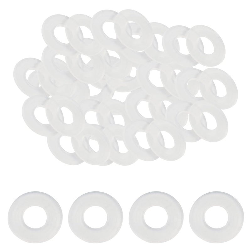 OSVJE 100 Pack 1/4" ID x 1/2" OD Clear Nylon Flat Washer, 1mm Thickness Replacement Gasket Nylon Round Washer Spacer for Faucet Plastic Gasket/Pipe Water Hose (M6 x 13mm x 1mm) - Image 1